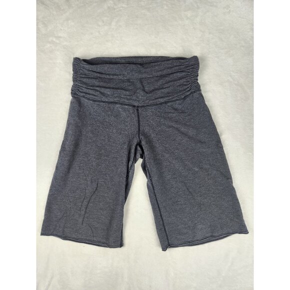 Lululemon Cropped Ruched Waist Band Grey Capri Leggings Women’s Sz 8 - Picture 1 of 10